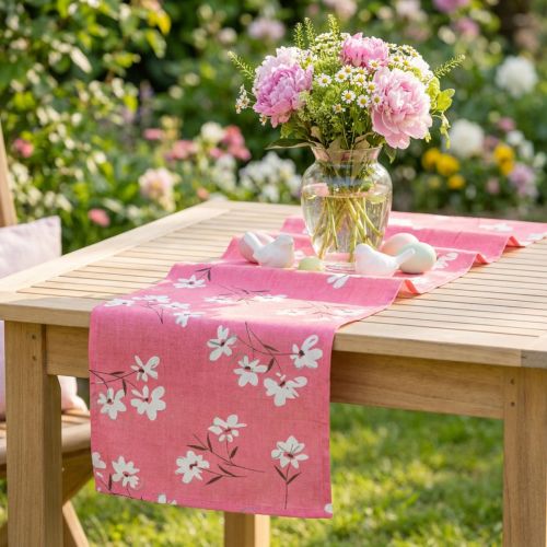 Dekostoff Baumwolle Blumen Pink 30cm x 3m Innenbereich | Floristik24.at