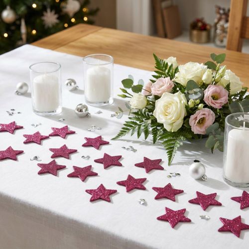 Stern-Streudeko Kunststoff 6,5cm Pink Glitter 36 Stück | Floristik24.at