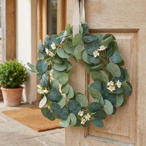 Artikel Künstlicher Türkranz aus Eukalyptus, Ø38cm, Grün und Grau