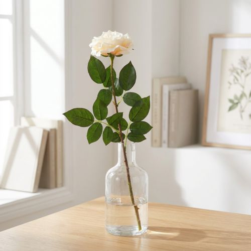 Seidenblume Rose Cremeweiß-Apricot, Kunstblume, 72 cm, Ø 12 cm | Floristik24.at