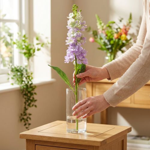 Levkoje Kunstblume 78cm Fliederfarben aus Seidenstoff | Floristik24.at