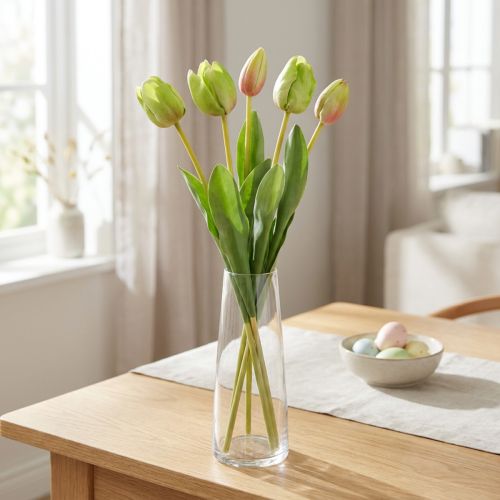 Kunstblumen Tulpen 5er-Bund Grün 48cm Real-Touch-Qualität | Floristik24.at