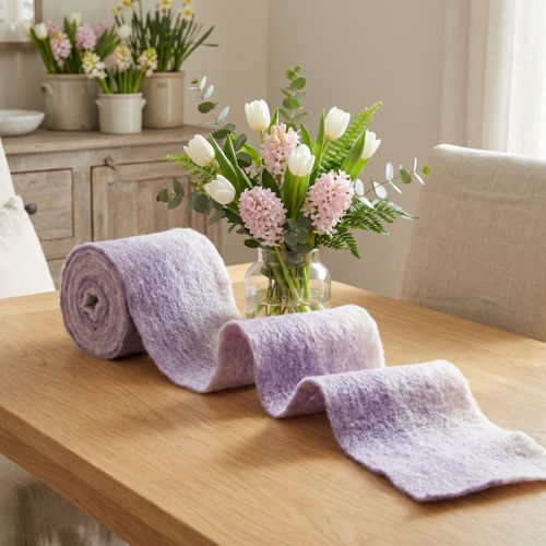 Filzband aus Wollfilz zweifarbig Lila/Weiß 15 cm x 4 m für Dekoration und Basteln | Floristik24.at