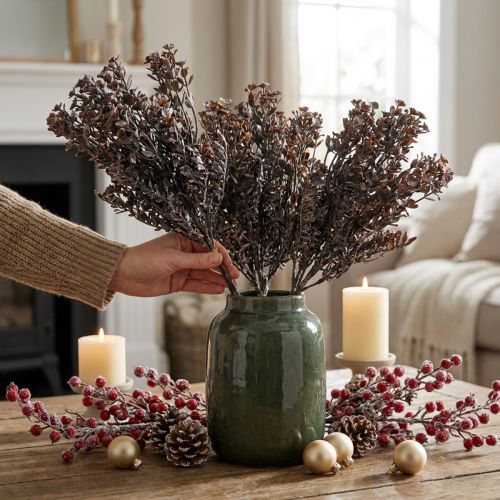 Kunststoff-Zweige Braun-Grün 38cm 3er-Set für Herbst- und Winterdekoration | Floristik24.at