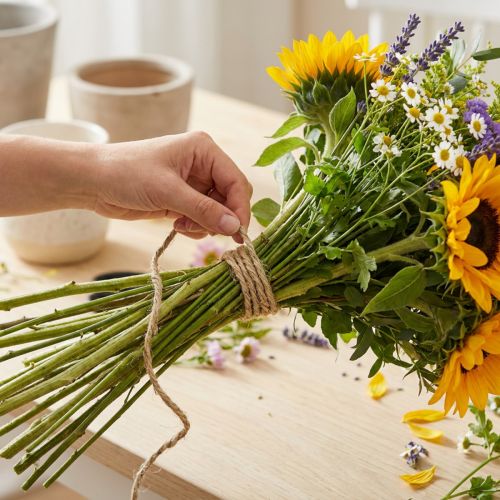 Dekodraht Metall mit Naturfaser Ø 3–5 mm Natur 3 m | Floristik24.at