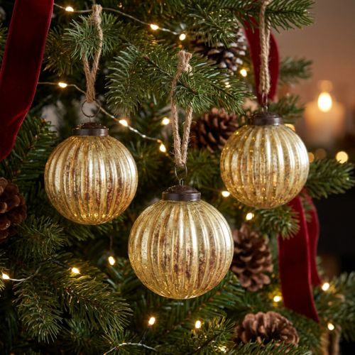 Weihnachtskugeln aus Glas Gold Ø7cm H7,5cm Set 6 Stück | Floristik24.at