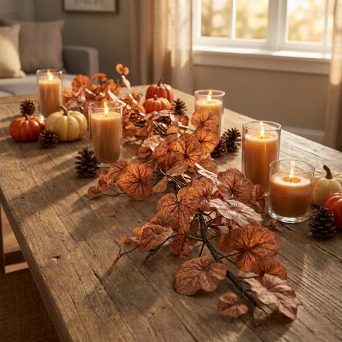 Artikel Dekohänger Blättergirlande Heuchera 150 cm Herbstdeko Kunststoff Orange
