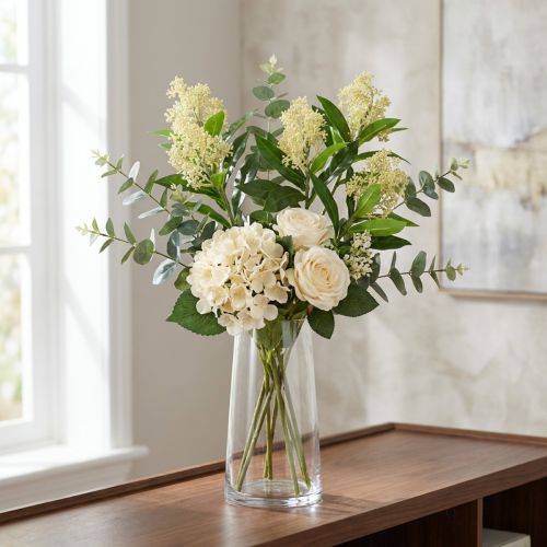 Künstliche Blumen Skimmia japonica Cremeweiß, 45 cm, 2 Stück | Floristik24.at
