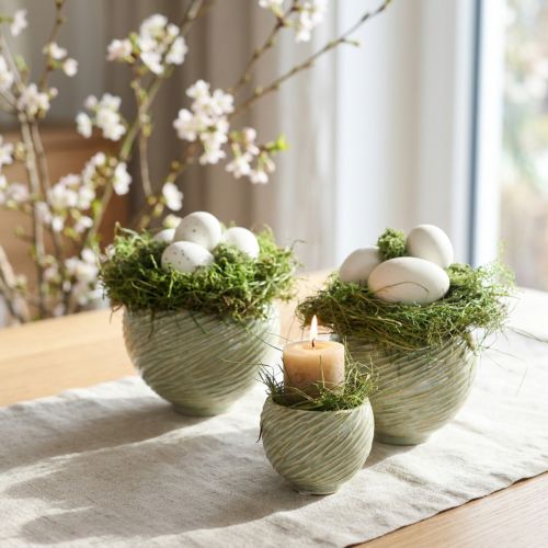 Artikel Grüne Keramikschalen mit Spiraldesign Ø9 cm H7 cm 4er-Set