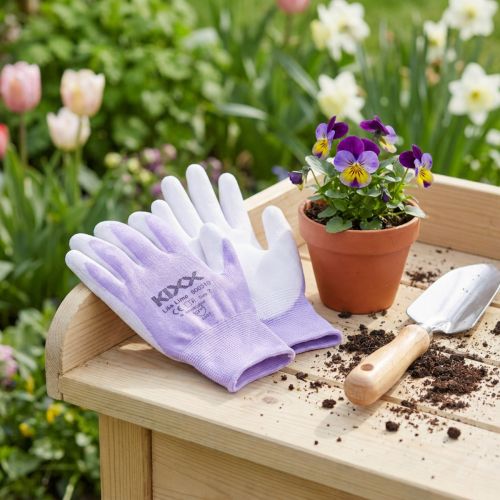 Kixx Gartenhandschuhe Größe 7 Nylon Weiß-Flieder für Garten- und Arbeitsbereich | Floristik24.at