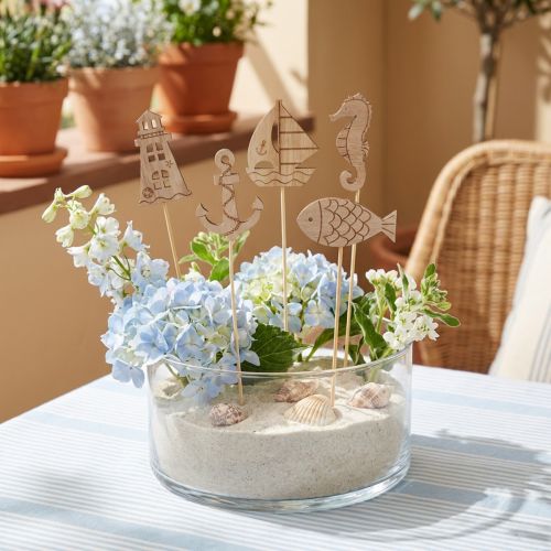 Blumenstecker aus Holz maritim Natur 7cm 12er Set für Dekoration | Floristik24.at