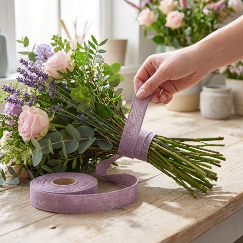 Dekoband Leinen Lila 25mm x 20m für Dekorationen | Floristik24.at