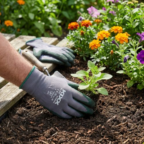 Gartenhandschuhe Nylon Latex EN388 Größe 10 Grau-Schwarz-Grün | Floristik24.at