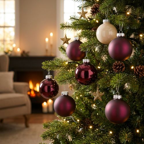 Weihnachtsbaumkugeln aus Glas 7,5 cm Ø Berry-Mix 12 Stück | Floristik24.at