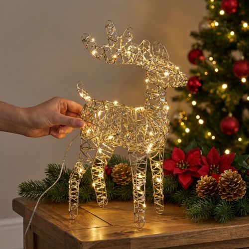 LED Rentier Metall Weihnachtsdeko Indoor Golden H40cm | Floristik24.at