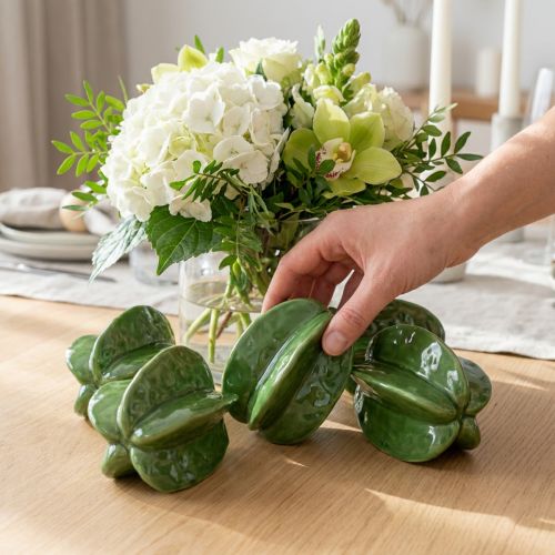 Artikel Sternfrucht Karambola aus Keramik, 10 cm, Grün, 3er-Set