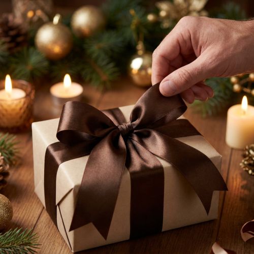 Artikel Taftband braun glänzend 40 mm x 50 m für Dekorationen und Geschenkverpackungen