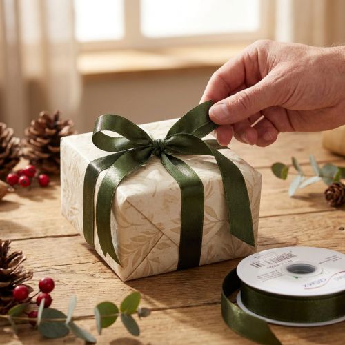 Artikel Taftband Moosgrün 10mm x 50m für Geschenkverpackungen und Dekoration