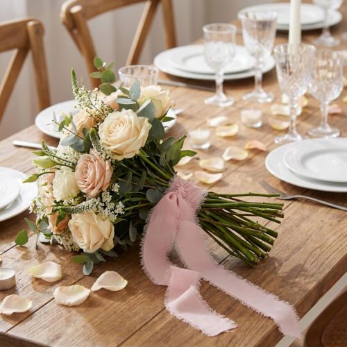 Chiffonband Rosa Stoffband Band mit Fransen 40mm 15m | Floristik24.at