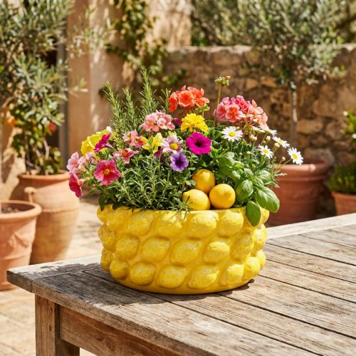 Keramik Übertopf Zitronen Gelb Ø26cm H12cm | Floristik24.at