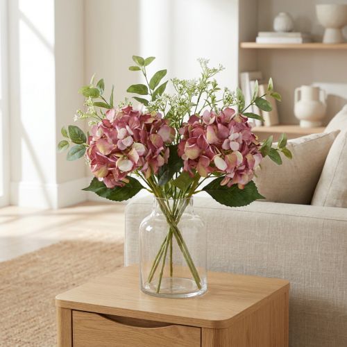 Künstliche Hortensien Rosa Mauve Ø15cm Länge 58cm 2er-Set | Floristik24.at