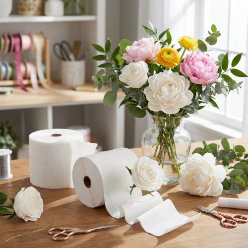 Blumenkrepp Weiß 10cm x 250cm 128g/m² für Floristik und Dekoration | Floristik24.at
