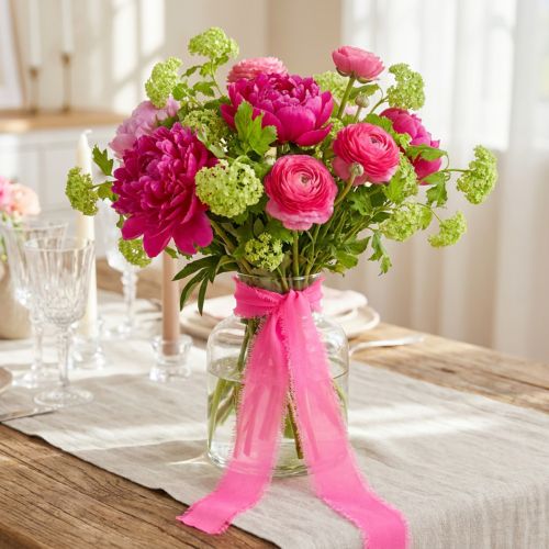 Artikel Chiffonstoff-Dekoband Neonpink mit Fransen 40 mm x 15 m