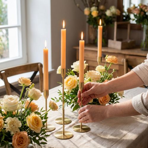 Stabkerzen Wachs durchgefärbt 34×300mm Peach 4 Stück | Floristik24.at