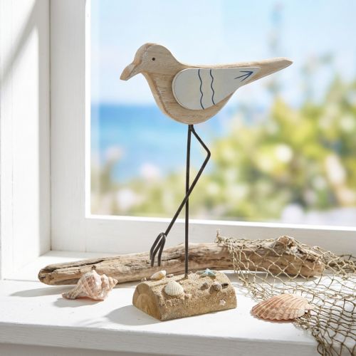 Deko-Möwe aus Holz, Shabby Chic, Blau-Weiß, H32cm | Floristik24.at