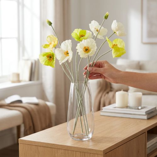 Künstliche Mohnblumen 95cm Gelb aus Polyester und Kunststoff | Floristik24.at