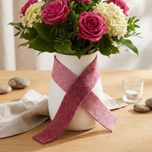 Artikel Filzband Dekoband Rosa Beere Wollfilz Zweifarbig 15cm 5m