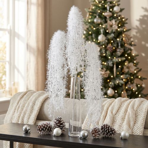 Künstlicher Winterzweig in Weiß, 70 cm, mit beschneiter Frostoptik | Floristik24.at
