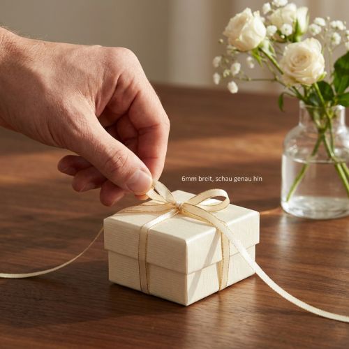 Artikel Doppelsatinband Schmuckband Polyester Creme Gold 6mm x 50m