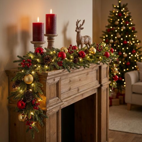 Tannengirlande Kunststoff Grün mit Zapfen 185cm Weihnachtsdeko | Floristik24.at