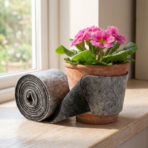 Artikel Wollfilz Topfband, 15 cm x 5 m, zweifarbig Grau/Schwarz