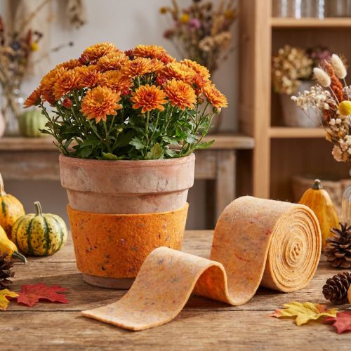 Artikel Wollfilzband zweifarbig, 15 cm x 5 m, Orange/Mehrfarbig
