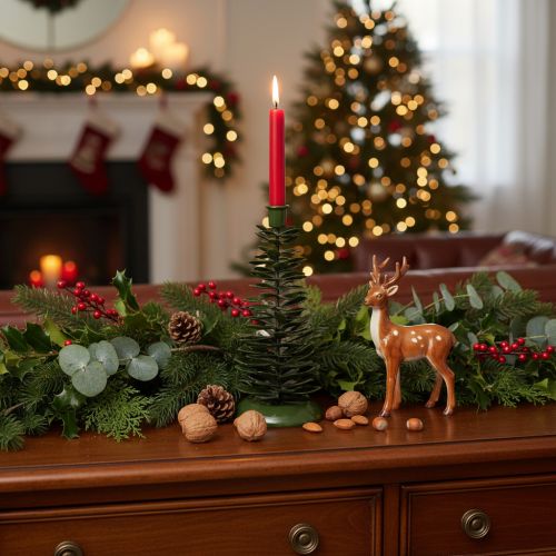 Kerzenständer Tannenbaum Grün Metall 28 cm Innenbereich | Floristik24.at
