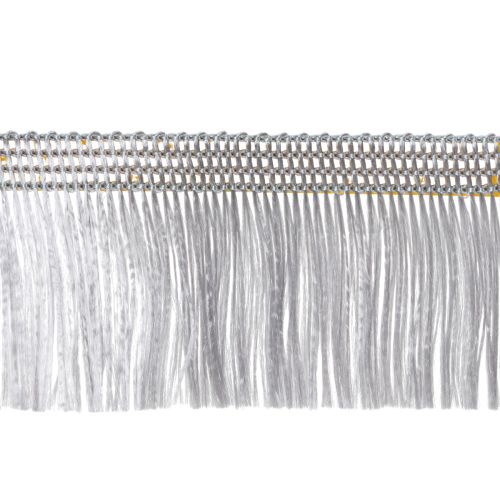 Artikel Selbstklebendes Haarfransenband aus Acetat-Viskose in Silber, 25m Länge, Fransenhöhe 32mm, Breite 40mm