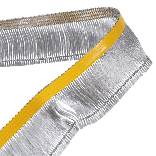 Selbstklebendes Haarfransenband aus Acetat-Viskose in Silber, 25m Länge, Fransenhöhe 32mm, Breite 40mm | Floristik24.at