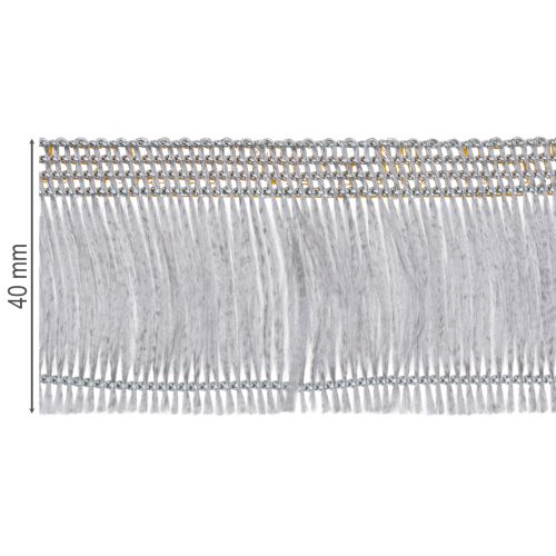 Artikel Selbstklebendes Haarfransenband aus Acetat-Viskose in Silber, 25m Länge, Fransenhöhe 32mm, Breite 40mm