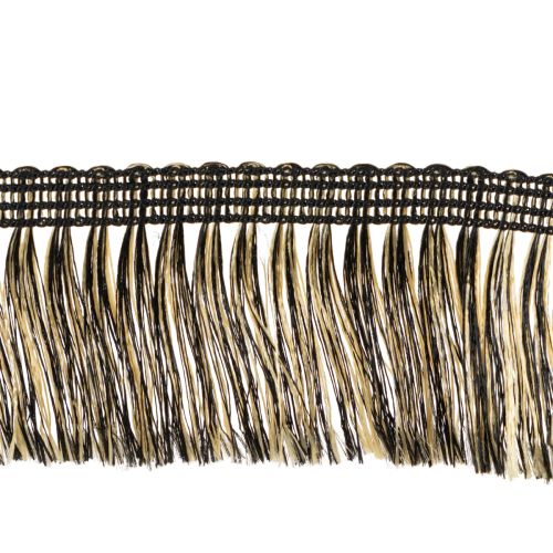 Fransenborte Schwarz Gold 4cm x 25m - Ideal für Kranzdeko, Trauerband & Vintage Accessoires | Floristik24.at