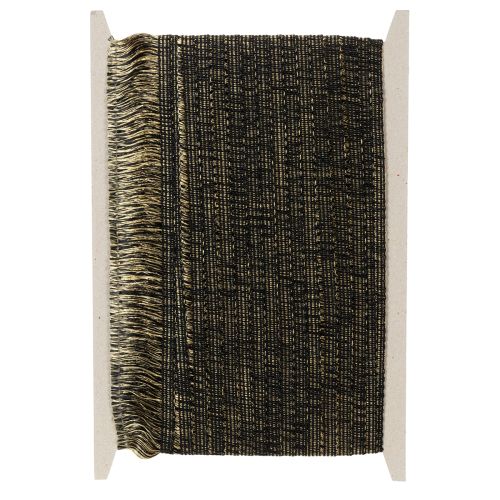 Fransenborte Schwarz Gold 4cm x 25m - Ideal für Kranzdeko, Trauerband & Vintage Accessoires | Floristik24.at