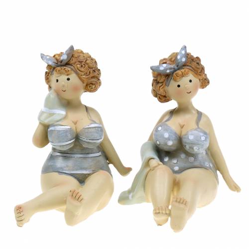 Floristik24 Deko-Figur Dame im Badeanzug Grau 10cm 2St