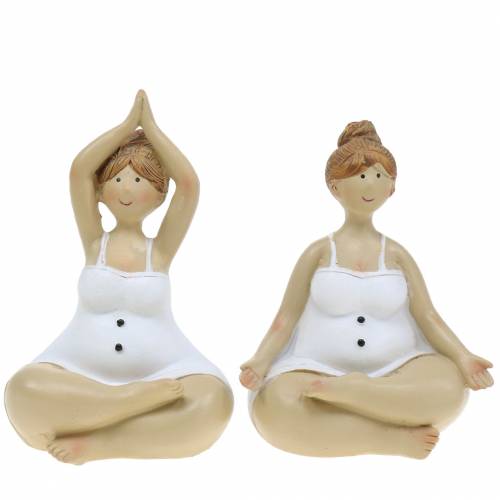 Floristik24 Yoga Dame Dekofigur 11cm 2St Weiß