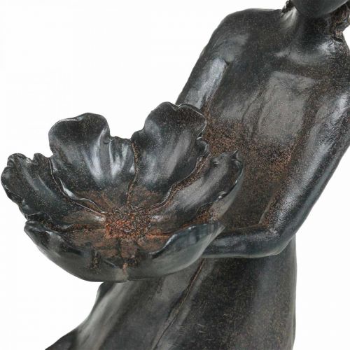 Floristik24 Vogeltränke Blumenkind Garten Metall-Optik Anthrazit 56,5cm