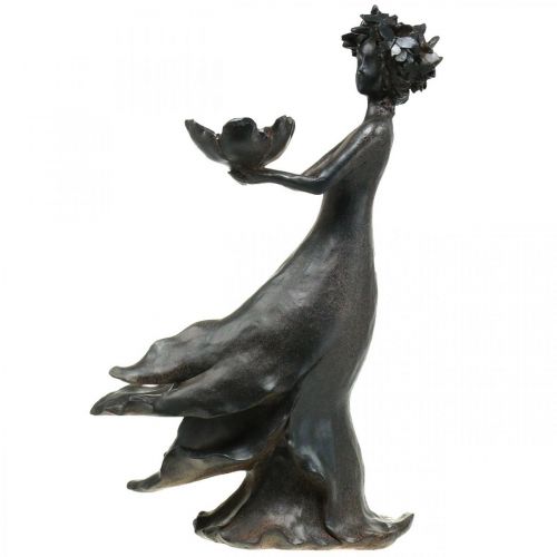 Floristik24 Vogeltränke Blumenkind Garten Metall-Optik Anthrazit 56,5cm