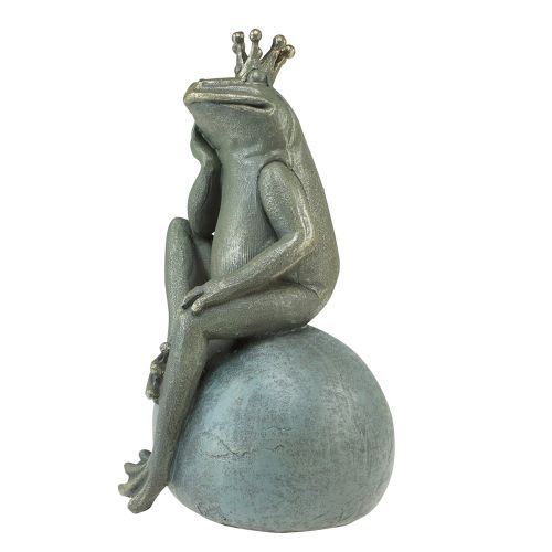 Floristik24 Dekofrosch Froschkönig Gartendeko Frosch mit Goldkrone Golden Grau 25cm