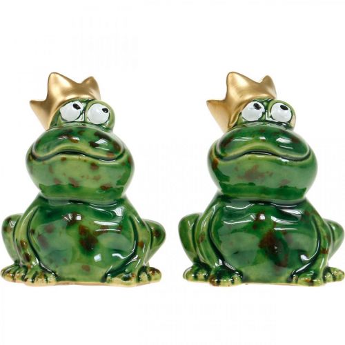 Floristik24 Dekofrosch, Froschkönig, Frühlingsdeko, Frosch mit Goldkrone 2St