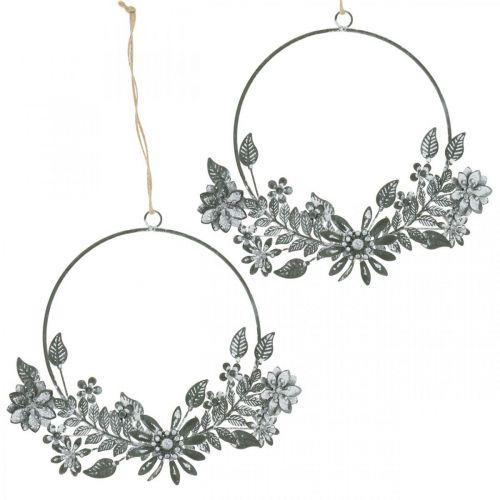 Floristik24 Frühlingdeko, Dekoring Blüten, Metalldeko, Anhänger Blumenschmuck Ø16cm 2St