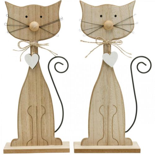 Floristik24 Frühlingsfigur, Katzen-Deko, Holzfigur, Tisch-Dekoration, Landhaus-Deko 2St